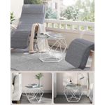 Casa si Gradina - Mobilier - Mese si birouri - Masute de cafea - Set 2 masute rotunde, blat sticla securizata, cadru metalic alb, 40 si 50 cm, alb - Infinity.ro