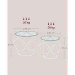 Casa si Gradina - Mobilier - Mese si birouri - Masute de cafea - Set 2 masute rotunde, blat sticla securizata, cadru metalic alb, 40 si 50 cm, alb - Infinity.ro