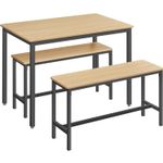 Casa si Gradina - Mobilier - Mese si birouri - Mese living - Masa de bar cu 2 banci, design industrial, 110x70x75 cm, stejar natur - Infinity.ro