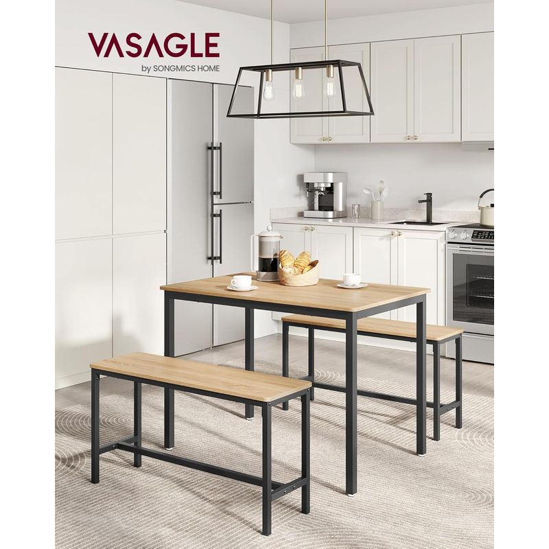 Casa si Gradina - Mobilier - Mese si birouri - Mese living - Masa de bar cu 2 banci, design industrial, 110x70x75 cm, stejar natur - Infinity.ro