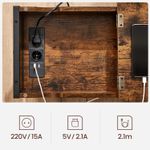 Casa si Gradina - Mobilier - Mese si birouri - Masute de cafea - Masa laterala pliabila, tip noptiera, cu prize si porturi USB, raft si geanta din textil, 60x32x60 cm, maro rustic - Infinity.ro