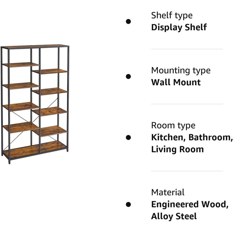 Casa si Gradina - Mobilier - Biblioteci si rafturi - Biblioteci - Biblioteca cu suport de depozitare pe 5 etaje, 30x100x170cm, stil industrial, maro rustic si negru - Infinity.ro