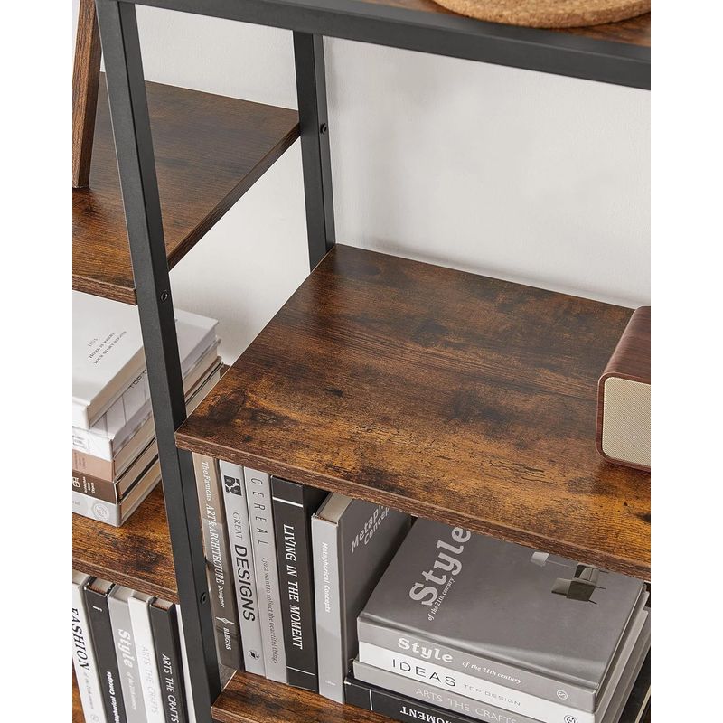 Casa si Gradina - Mobilier - Biblioteci si rafturi - Biblioteci - Biblioteca cu suport de depozitare pe 5 etaje, 30x100x170cm, stil industrial, maro rustic si negru - Infinity.ro