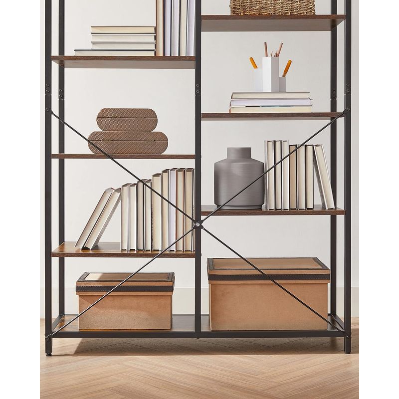 Casa si Gradina - Mobilier - Biblioteci si rafturi - Biblioteci - Biblioteca cu suport de depozitare pe 5 etaje, 30x100x170cm, stil industrial, maro rustic si negru - Infinity.ro