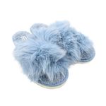 Fashion, accesorii si bijuterii - Femei - Incaltaminte femei - Slapi si papuci femei - Papuci de casa pufosi dama Antonio, bleu, confort premium, poliester + talpa EVA, 36-37 EU - Infinity.ro