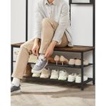 Casa si Gradina - Mobilier - Organizare si depozitare - Cuiere - Cuier cu rafturi depozitare pantofi si a€‹a€‹oglinda, industrial, 35x98x180 cm, maro rustic si negru - Infinity.ro