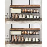 Casa si Gradina - Mobilier - Organizare si depozitare - Cuiere - Cuier cu rafturi depozitare pantofi si a€‹a€‹oglinda, industrial, 35x98x180 cm, maro rustic si negru - Infinity.ro