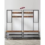Casa si Gradina - Mobilier - Organizare si depozitare - Cuiere - Cuier cu rafturi depozitare pantofi si a€‹a€‹oglinda, industrial, 35x98x180 cm, maro rustic si negru - Infinity.ro