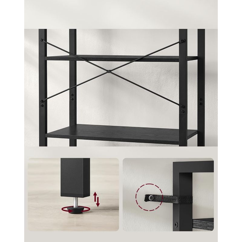 Casa si Gradina - Mobilier - Biblioteci si rafturi - Biblioteci - Biblioteca 6 niveluri, cu cadru metalic si rafturi PAL, 66x30x186 cm, negru - Infinity.ro