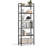 Casa si Gradina - Mobilier - Biblioteci si rafturi - Biblioteci - Biblioteca 6 niveluri, cu cadru metalic si rafturi PAL, 66x30x186 cm, negru - Infinity.ro
