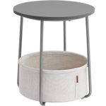 Casa si Gradina - Mobilier - Mese si birouri - Masute de cafea - Masuta de cafea rotunda cu cos de stofa, stil modern, 45x50cm, gri - Infinity.ro