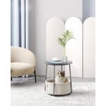 Casa si Gradina - Mobilier - Mese si birouri - Masute de cafea - Masuta de cafea rotunda cu cos de stofa, stil modern, 45x50cm, gri - Infinity.ro