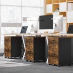 Casa si Gradina - Mobilier - Mese si birouri - Birouri - Dulap birou tip rollbox cu 2 sertare pentru documente A4, cu roti, stil industrial, 42x40x70 cm, maro rustic - Infinity.ro