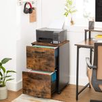 Casa si Gradina - Mobilier - Mese si birouri - Birouri - Dulap birou tip rollbox cu 2 sertare pentru documente A4, cu roti, stil industrial, 42x40x70 cm, maro rustic - Infinity.ro