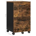 Casa si Gradina - Mobilier - Mese si birouri - Birouri - Dulap birou tip rollbox cu 2 sertare pentru documente A4, cu roti, stil industrial, 42x40x70 cm, maro rustic - Infinity.ro