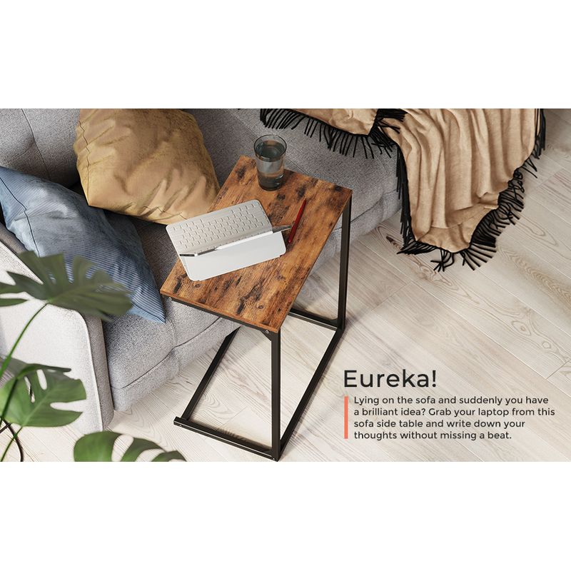 Casa si Gradina - Mobilier - Mese si birouri - Masute de cafea - Masa laterala pentru laptop sau servire masa, stil industrial, 55x35x66cm, maro rustic si negru - Infinity.ro