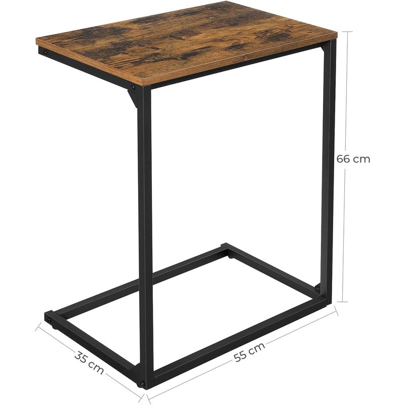 Casa si Gradina - Mobilier - Mese si birouri - Masute de cafea - Masa laterala pentru laptop sau servire masa, stil industrial, 55x35x66cm, maro rustic si negru - Infinity.ro