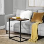 Casa si Gradina - Mobilier - Mese si birouri - Masute de cafea - Masa laterala pentru laptop sau servire masa, stil industrial, 55x35x66cm, maro rustic si negru - Infinity.ro