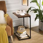 Casa si Gradina - Mobilier - Mese si birouri - Masute de cafea - Masa laterala pentru laptop sau servire masa, stil industrial, 55x35x66cm, maro rustic si negru - Infinity.ro