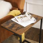 Casa si Gradina - Mobilier - Mese si birouri - Masute de cafea - Masa laterala pentru laptop sau servire masa, stil industrial, 55x35x66cm, maro rustic si negru - Infinity.ro