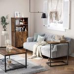 Casa si Gradina - Mobilier - Mese si birouri - Masute de cafea - Masa laterala pentru laptop sau servire masa, stil industrial, 55x35x66cm, maro rustic si negru - Infinity.ro