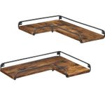 Casa si Gradina - Mobilier - Biblioteci si rafturi - Biblioteci - Set de 2 rafturi plutitoare de colt in forma de L, stil industrial, 40x29x14cm, maro rustic È™i negru - Infinity.ro