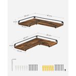 Casa si Gradina - Mobilier - Biblioteci si rafturi - Biblioteci - Set de 2 rafturi plutitoare de colt in forma de L, stil industrial, 40x29x14cm, maro rustic È™i negru - Infinity.ro