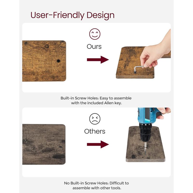 Casa si Gradina - Mobilier - Biblioteci si rafturi - Biblioteci - Set de 2 rafturi plutitoare de colt in forma de L, stil industrial, 40x29x14cm, maro rustic È™i negru - Infinity.ro