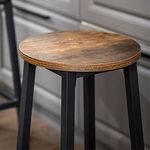 Casa si Gradina - Mobilier - Scaune si fotolii - Scaune - Set 2 scaune bar inalte, sezut rotund, cadru din otel, inaltime 65 cm, stil industrial, maro rustic si negru - Infinity.ro