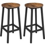 Casa si Gradina - Mobilier - Scaune si fotolii - Scaune - Set 2 scaune bar inalte, sezut rotund, cadru din otel, inaltime 65 cm, stil industrial, maro rustic si negru - Infinity.ro