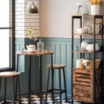 Casa si Gradina - Mobilier - Scaune si fotolii - Scaune - Set 2 scaune bar inalte, sezut rotund, cadru din otel, inaltime 65 cm, stil industrial, maro rustic si negru - Infinity.ro