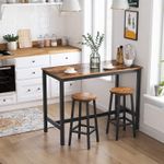 Casa si Gradina - Mobilier - Scaune si fotolii - Scaune - Set 2 scaune bar inalte, sezut rotund, cadru din otel, inaltime 65 cm, stil industrial, maro rustic si negru - Infinity.ro