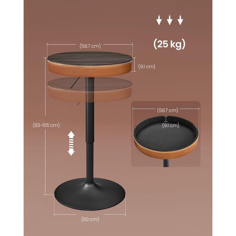 Casa si Gradina - Mobilier - Mese si birouri - Mese living - Masa de bar maro caramel, 59x59x(83-105) cm a€“ inaltime reglabila, compartiment de depozitare - Infinity.ro