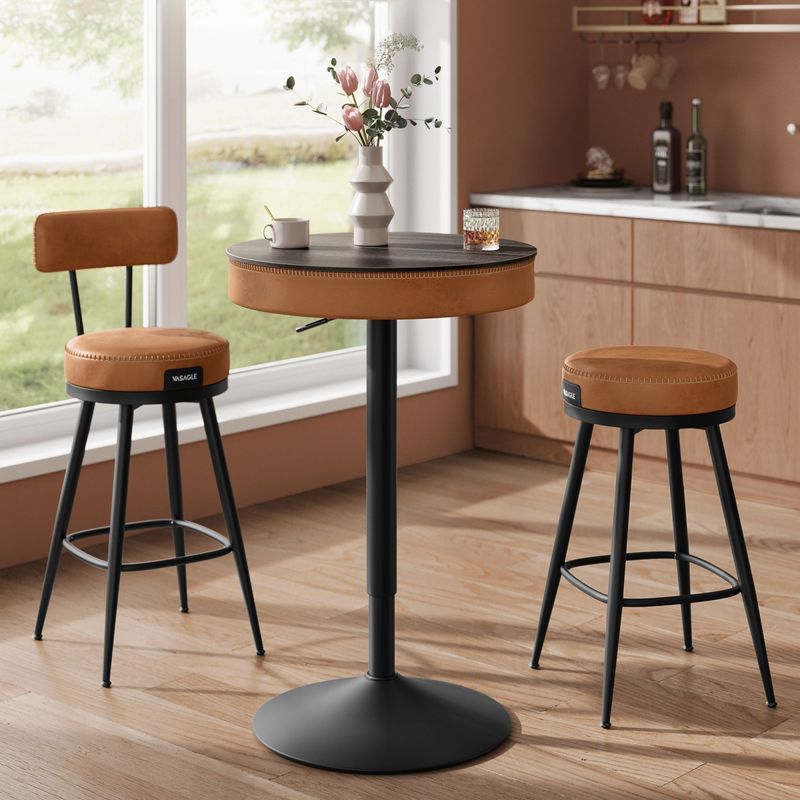 Casa si Gradina - Mobilier - Mese si birouri - Mese living - Masa de bar maro caramel, 59x59x(83-105) cm a€“ inaltime reglabila, compartiment de depozitare - Infinity.ro