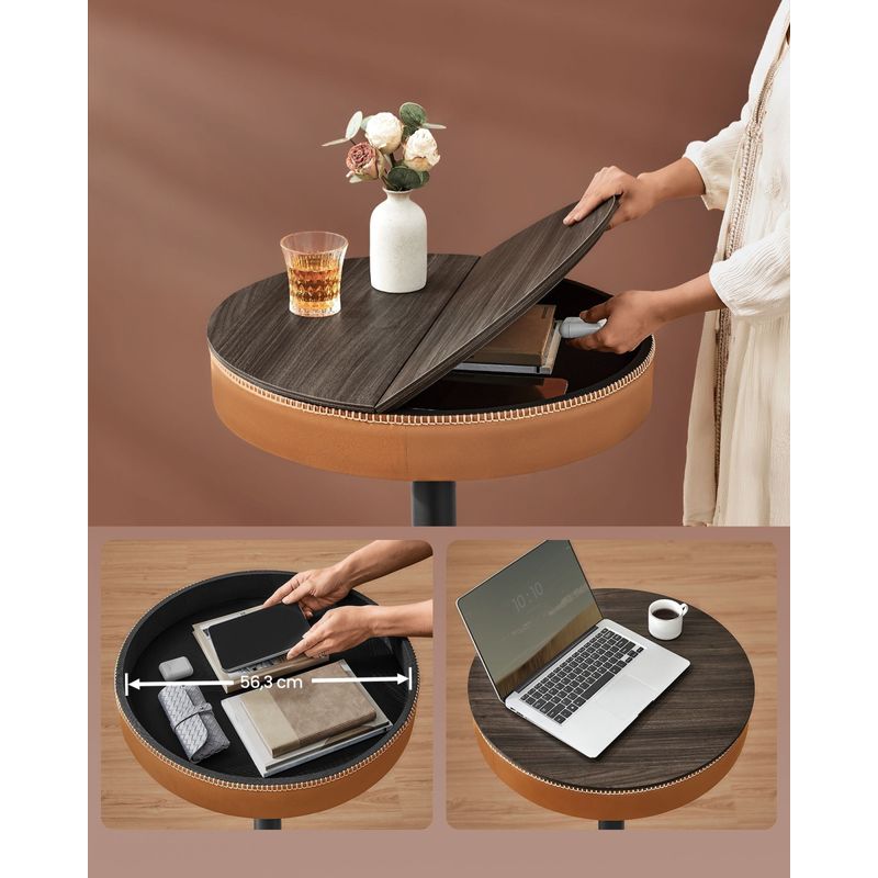 Casa si Gradina - Mobilier - Mese si birouri - Mese living - Masa de bar maro caramel, 59x59x(83-105) cm a€“ inaltime reglabila, compartiment de depozitare - Infinity.ro