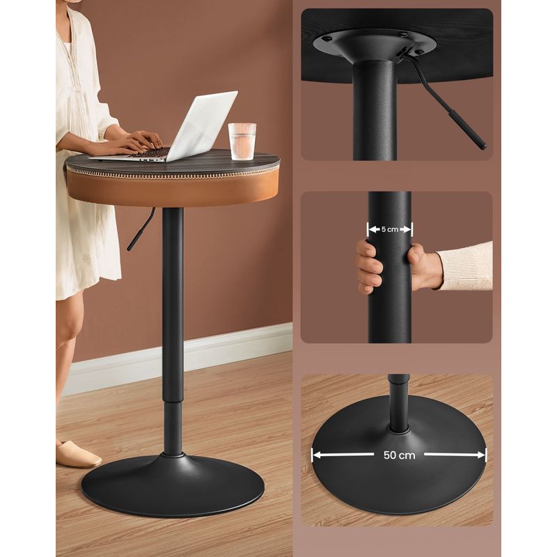 Casa si Gradina - Mobilier - Mese si birouri - Mese living - Masa de bar maro caramel, 59x59x(83-105) cm a€“ inaltime reglabila, compartiment de depozitare - Infinity.ro