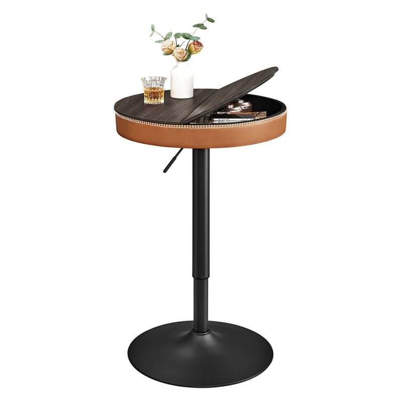 Casa si Gradina - Mobilier - Mese si birouri - Mese living - Masa de bar maro caramel, 59x59x(83-105) cm a€“ inaltime reglabila, compartiment de depozitare - Infinity.ro