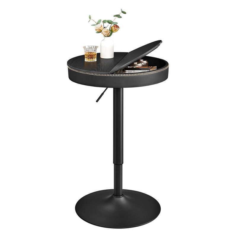 Casa si Gradina - Mobilier - Mese si birouri - Mese living - Masa de bar neagra, 59x59x(83-105) cm a€“ inaltime reglabila, compartiment de depozitare - Infinity.ro