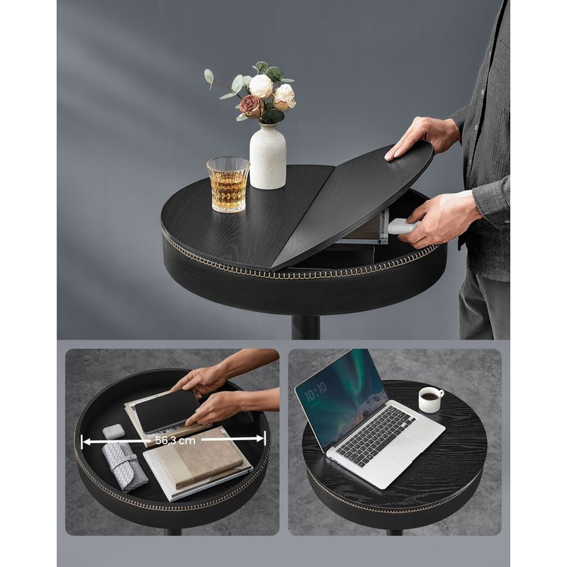 Casa si Gradina - Mobilier - Mese si birouri - Mese living - Masa de bar neagra, 59x59x(83-105) cm a€“ inaltime reglabila, compartiment de depozitare - Infinity.ro