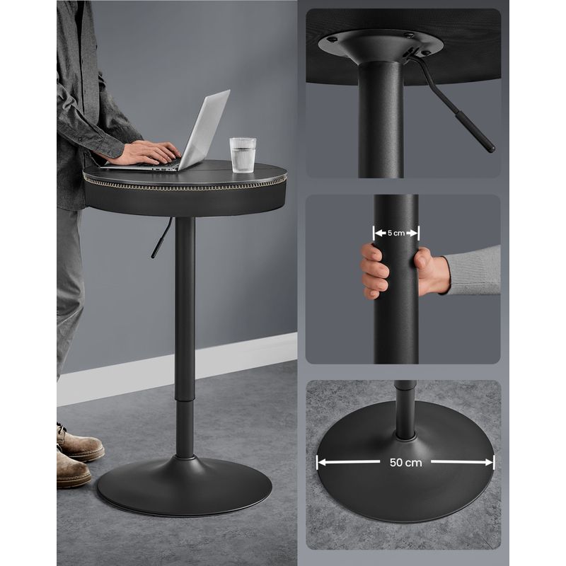 Casa si Gradina - Mobilier - Mese si birouri - Mese living - Masa de bar neagra, 59x59x(83-105) cm a€“ inaltime reglabila, compartiment de depozitare - Infinity.ro