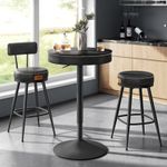 Casa si Gradina - Mobilier - Mese si birouri - Mese living - Masa de bar neagra, 59x59x(83-105) cm a€“ inaltime reglabila, compartiment de depozitare - Infinity.ro