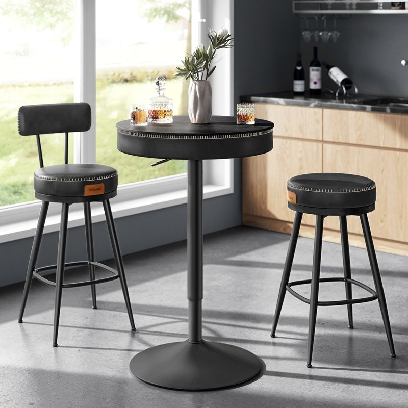 Casa si Gradina - Mobilier - Mese si birouri - Mese living - Masa de bar neagra, 59x59x(83-105) cm a€“ inaltime reglabila, compartiment de depozitare - Infinity.ro