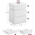 Casa si Gradina - Mobilier - Comode si corpuri - Noptiere - Noptiera din MDF cu iluminare LED, culori si intensitate reglabile, 35x40x55cm, alb - Infinity.ro