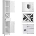 Casa si Gradina - Mobilier - Mobilier baie - Corpuri baie - Dulap de depozitare de baie inalt tip coloana, cu usi si sertar, 32x30x170 cm, alb - Infinity.ro