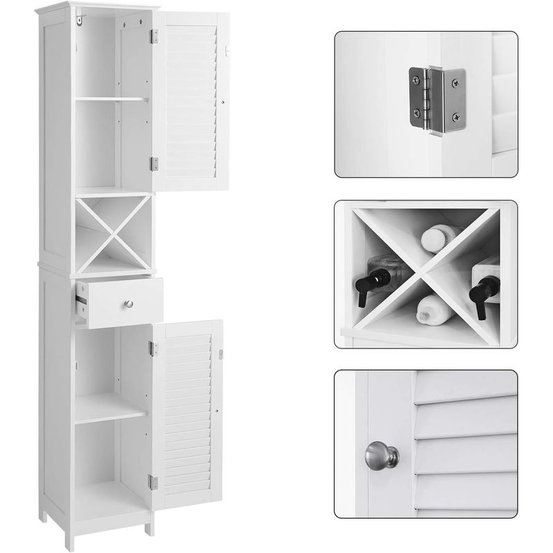 Casa si Gradina - Mobilier - Mobilier baie - Corpuri baie - Dulap de depozitare de baie inalt tip coloana, cu usi si sertar, 32x30x170 cm, alb - Infinity.ro