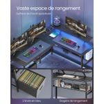 Casa si Gradina - Mobilier - Mese si birouri - Birouri - Birou in forma de L, suport monitor, raft si 2 sertare, 4 prize si 2 USB, 120x150x76 cm, negru - Infinity.ro