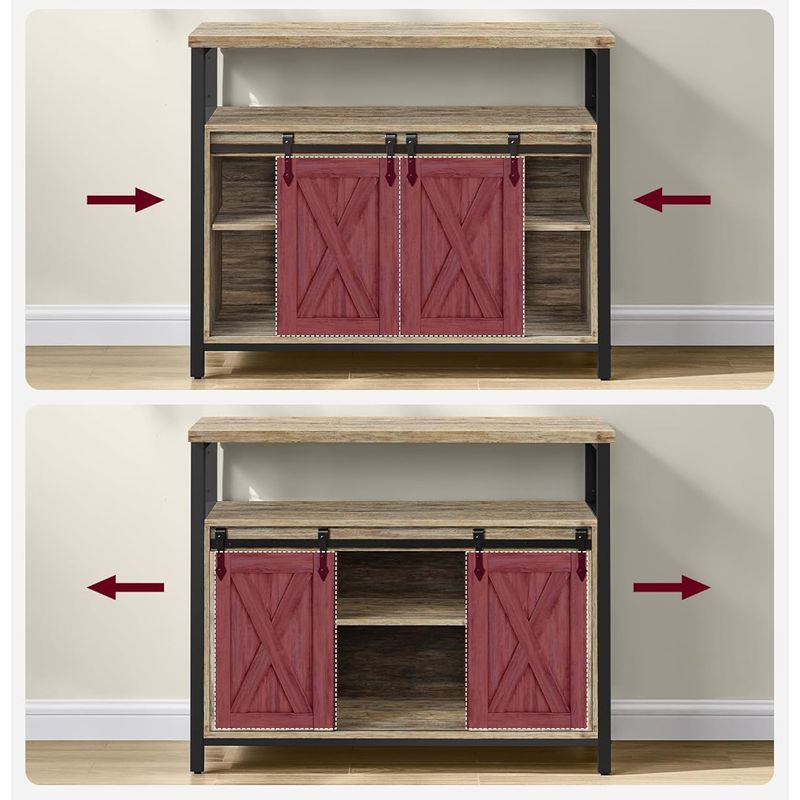 Casa si Gradina - Mobilier - Mobilier baie - Corpuri baie - Comoda pentru living sau bucatarie, cu 2 usi glisante, rafturi reglabile, stil rustic, 33x100x80 cm, maro natur - Infinity.ro