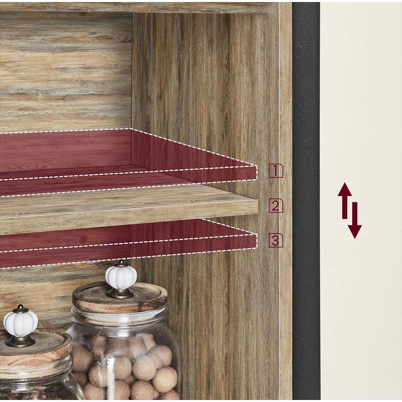 Casa si Gradina - Mobilier - Mobilier baie - Corpuri baie - Comoda pentru living sau bucatarie, cu 2 usi glisante, rafturi reglabile, stil rustic, 33x100x80 cm, maro natur - Infinity.ro