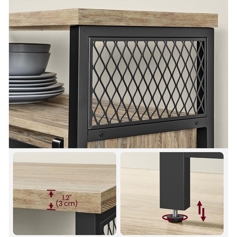 Casa si Gradina - Mobilier - Mobilier baie - Corpuri baie - Comoda pentru living sau bucatarie, cu 2 usi glisante, rafturi reglabile, stil rustic, 33x100x80 cm, maro natur - Infinity.ro