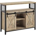 Casa si Gradina - Mobilier - Mobilier baie - Corpuri baie - Comoda pentru living sau bucatarie, cu 2 usi glisante, rafturi reglabile, stil rustic, 33x100x80 cm, maro natur - Infinity.ro